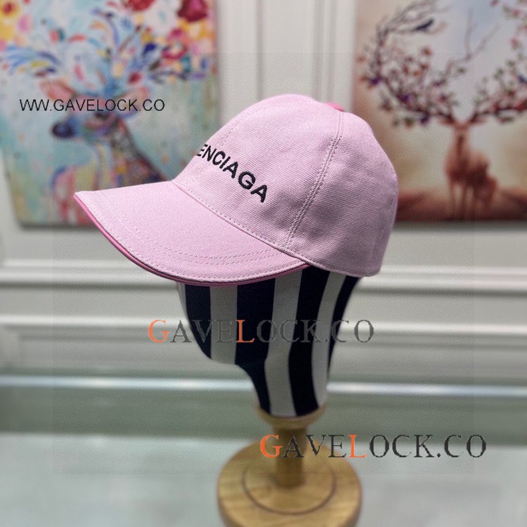 Pink Peaked Cap Logo Embroidered Canvas Hats